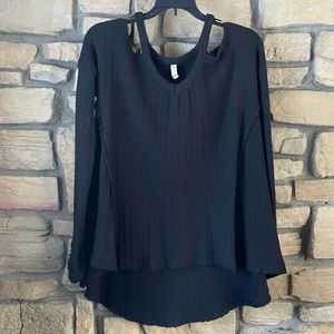 Black Knit Cold Shoulder Sweater